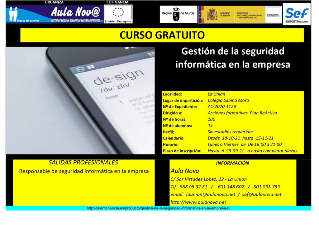 Curso SEF.- gestión de la seguridad informática en la empresa